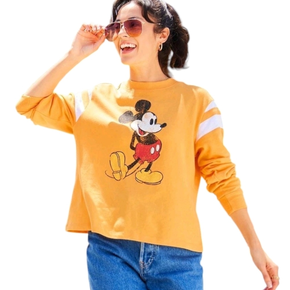 Disney Store Mickey Mouse Semi Cropped Pullover Top Shirt Womens Size Large